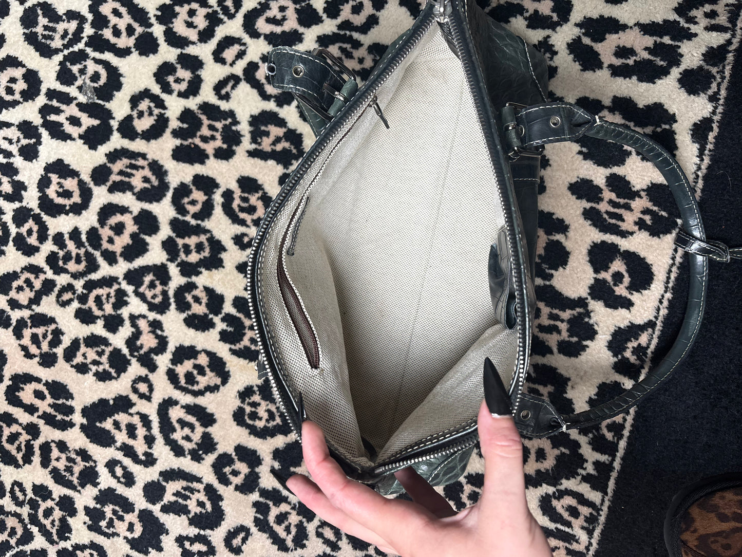 DOONEY AND BURKE green snakeskin bag
