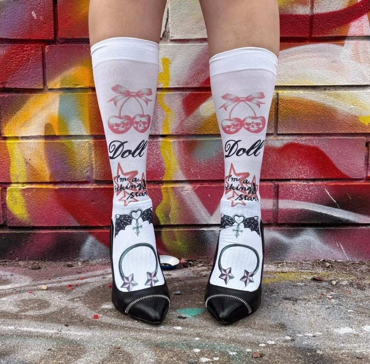 Printed under the knee socks