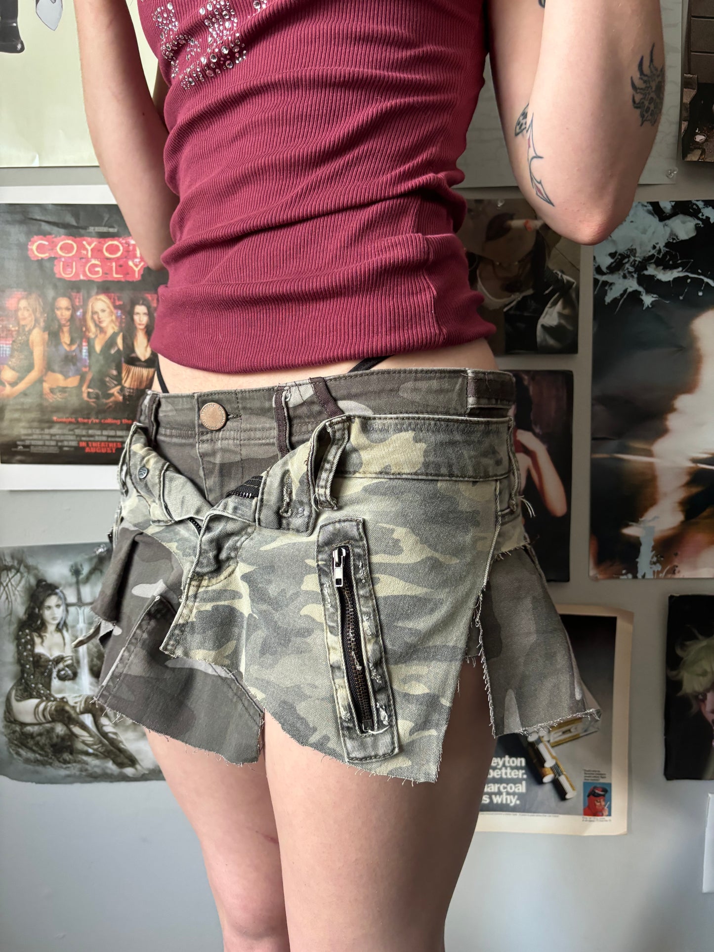 Eternal Bella 1 of 1 stacked asymmetrical camo micro skirt size 4