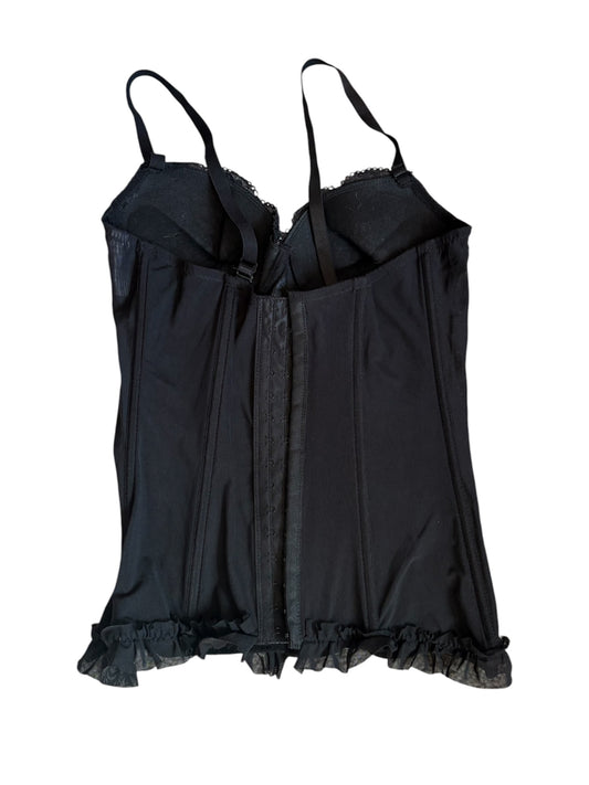 Black lace up rhinestone bustier top 38B