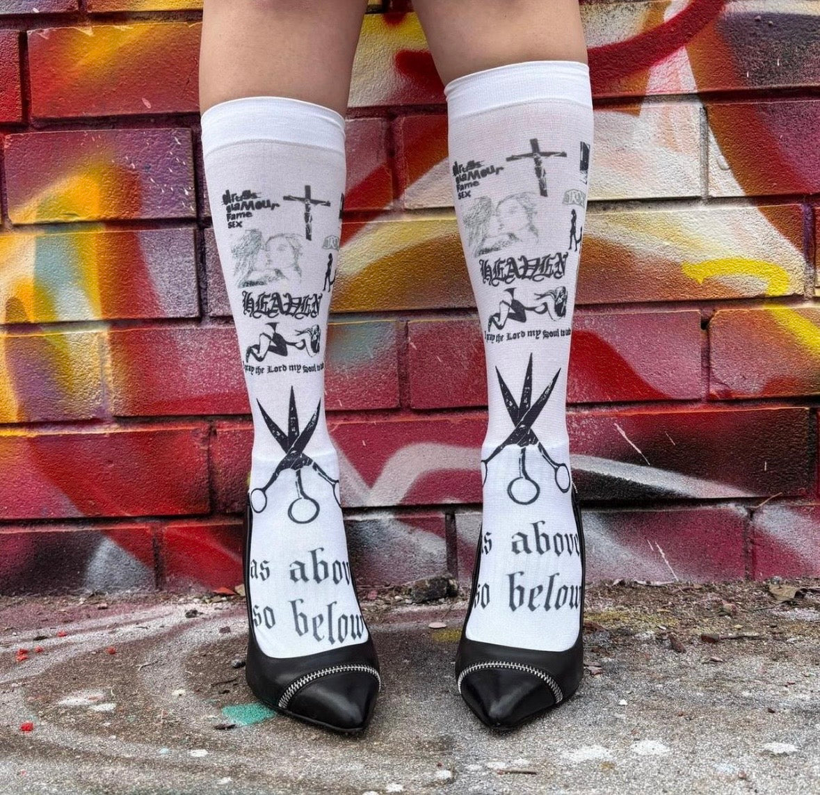 Printed under the knee socks