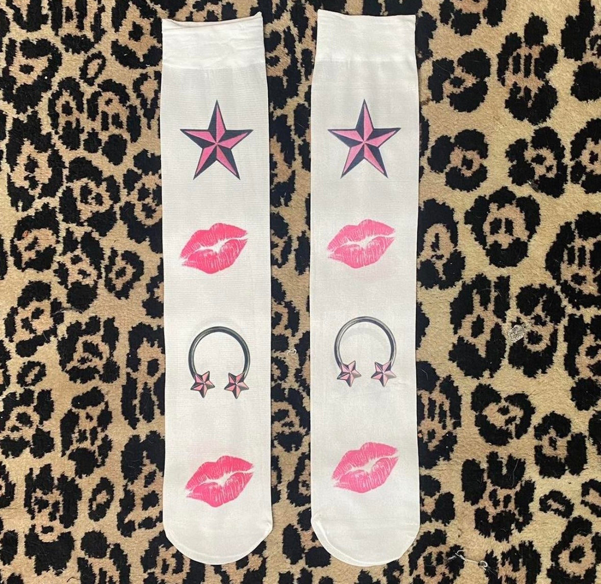 Printed under the knee socks