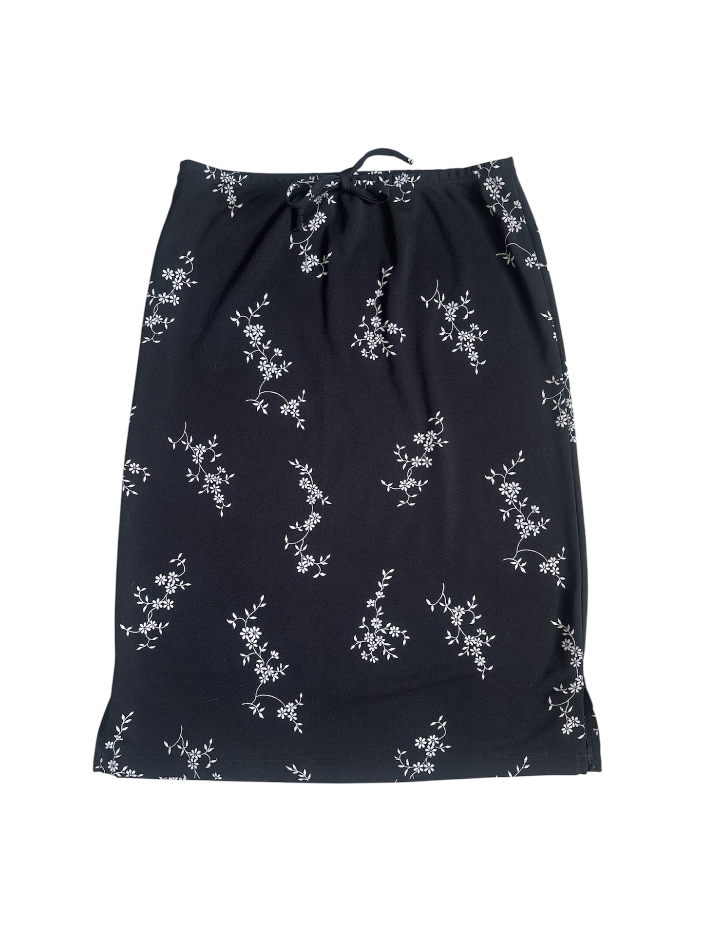 Vtg elastic floral midi skirt size s