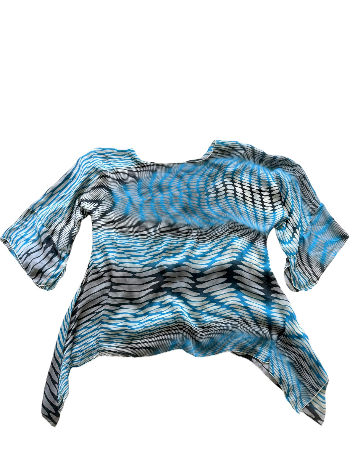 Abstract Asymmetrical Sheer Tunic Top Size L