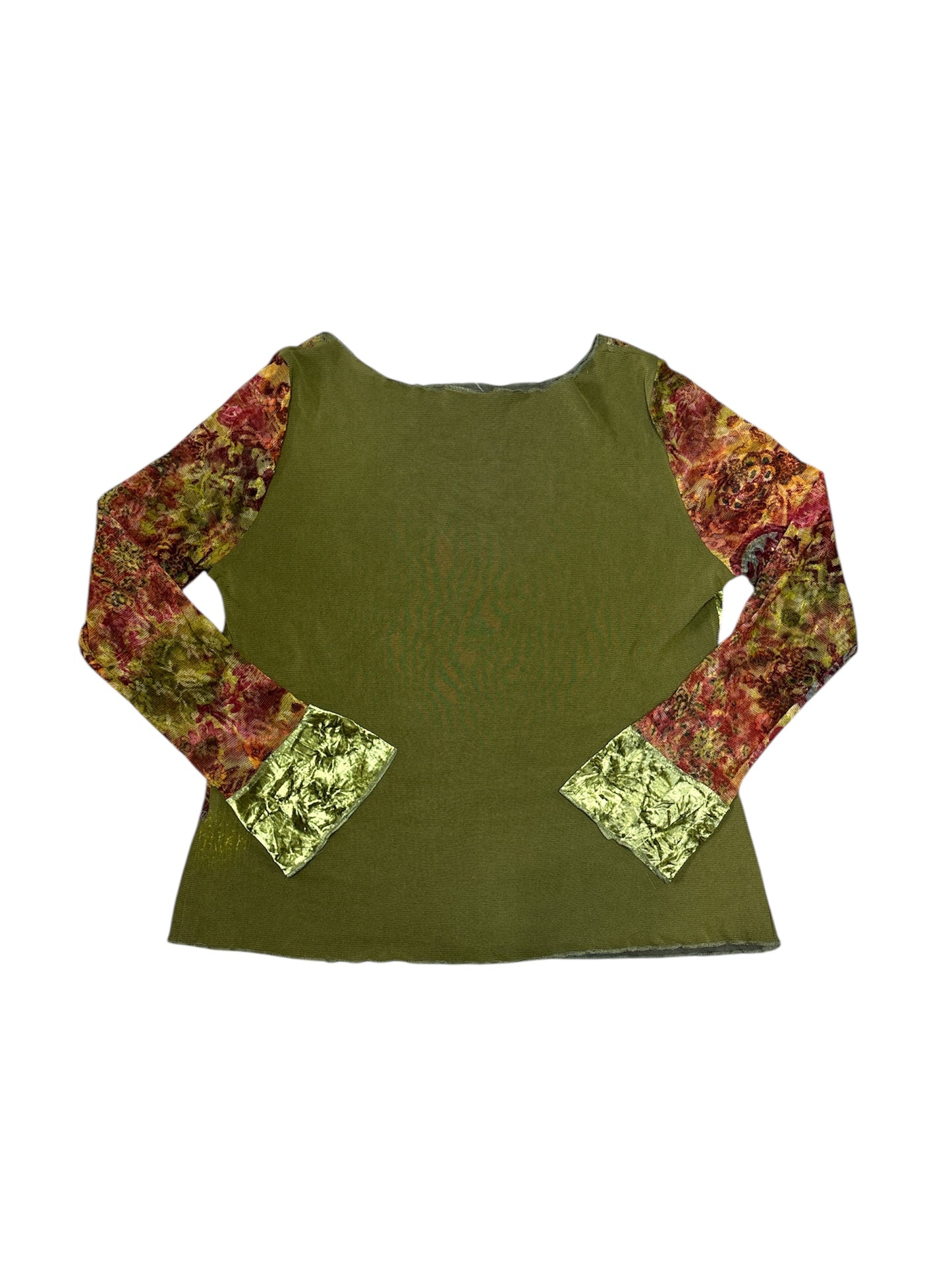 green mesh velour top size M-L