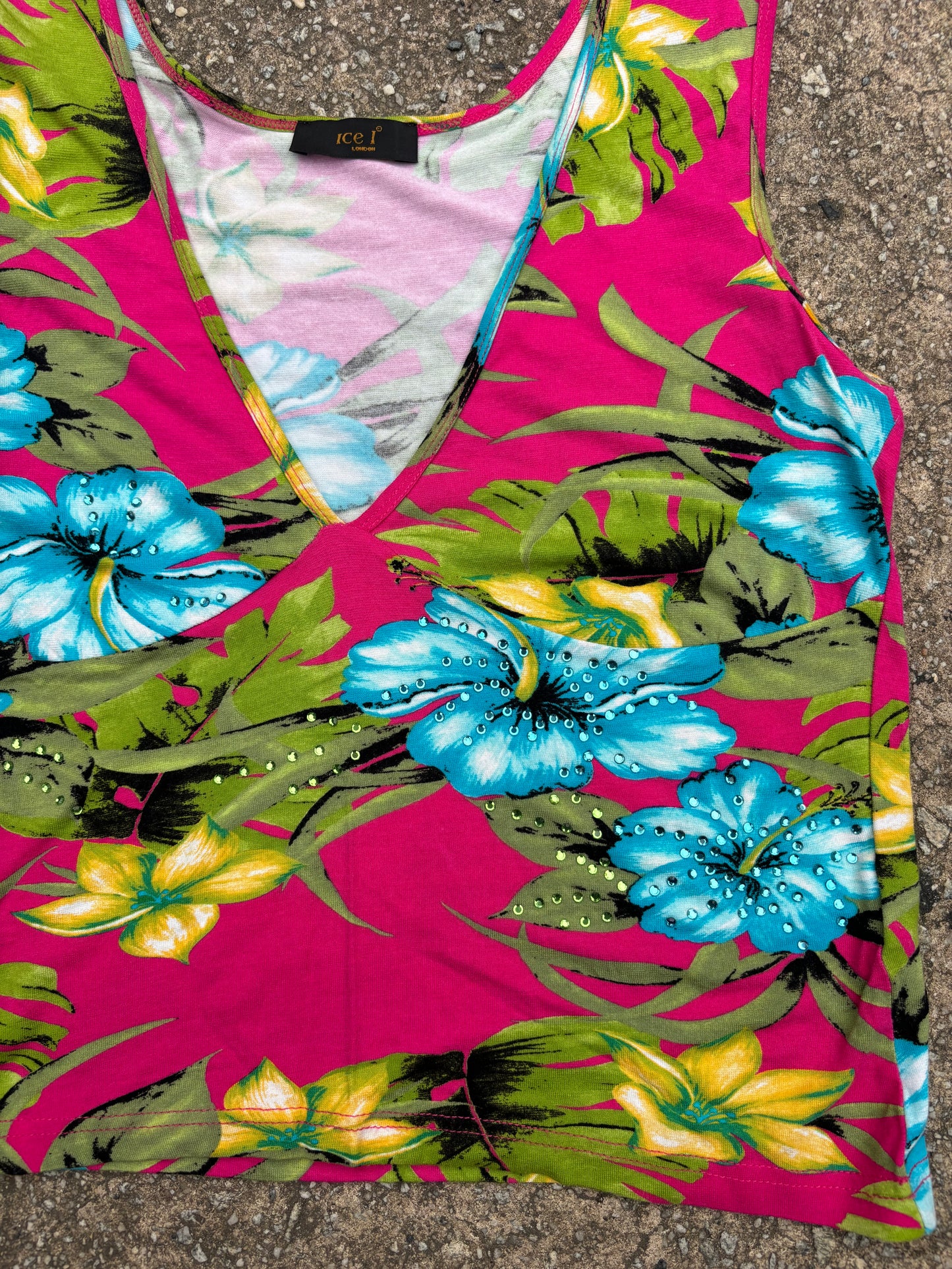 Ice I London rhinestone tropical tank size Large
