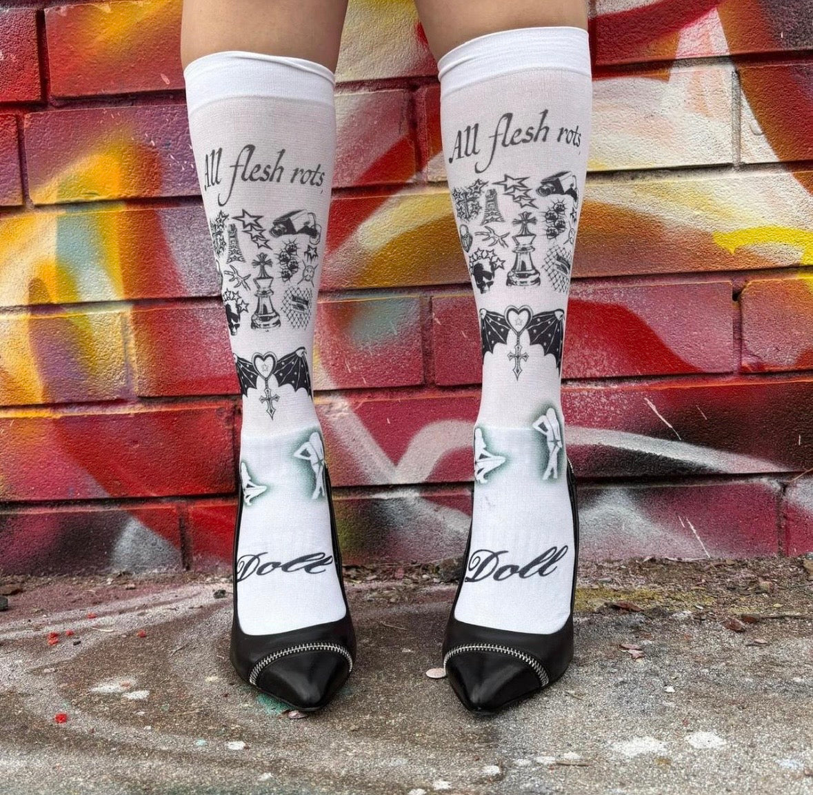 Printed under the knee socks