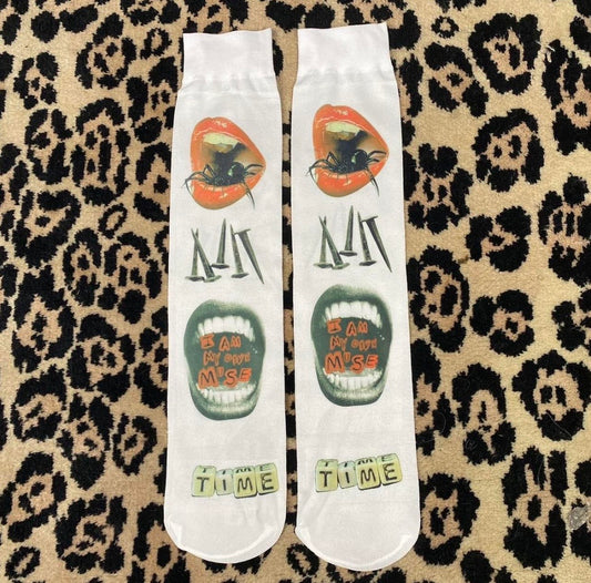 Printed under the knee socks