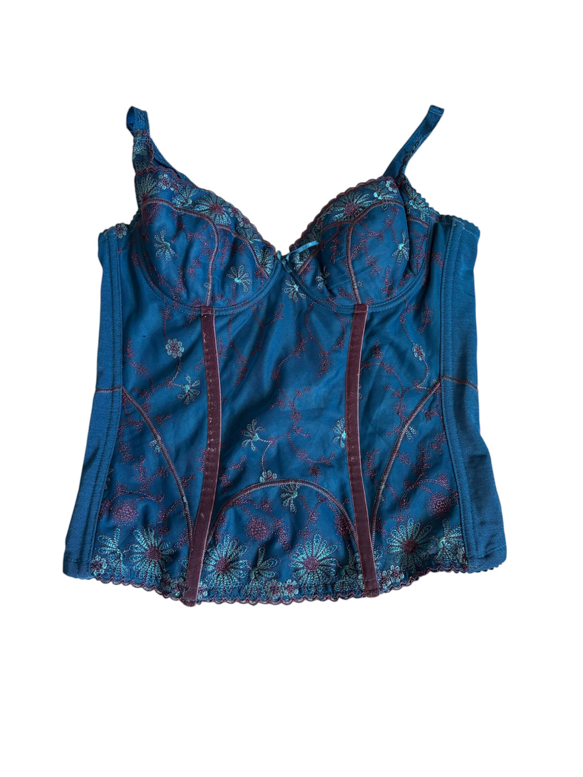 Blue floral bustier top size M, fits C cup