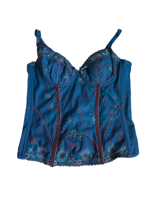 Blue floral bustier top size M, fits C cup