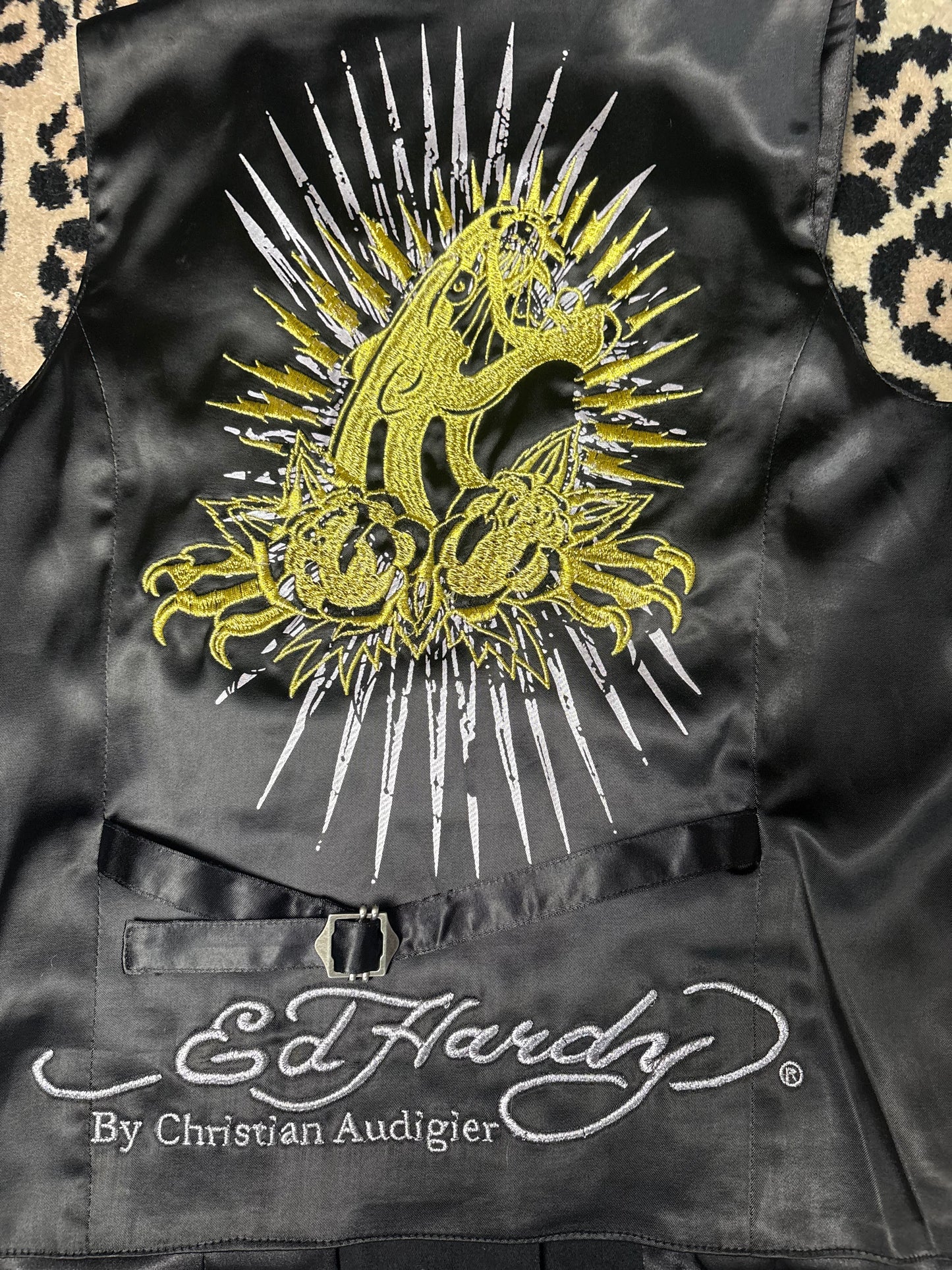 ED HARDY deadstock embroidered vest size L