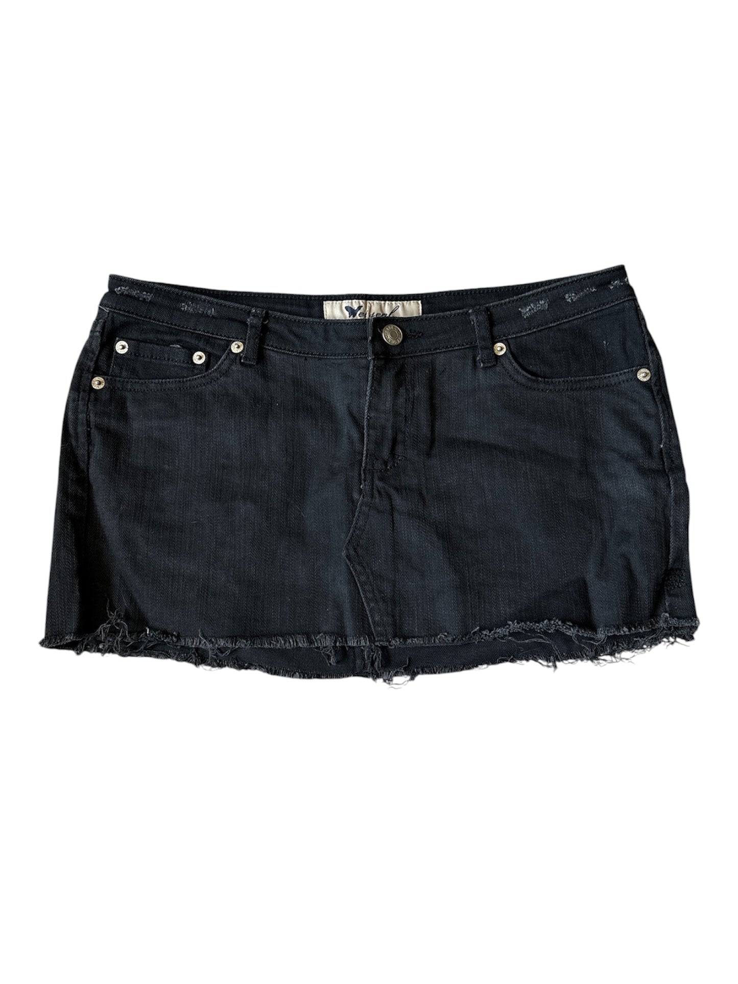 Wet Seal black denim mini skirt size 7 (waist 32 in)