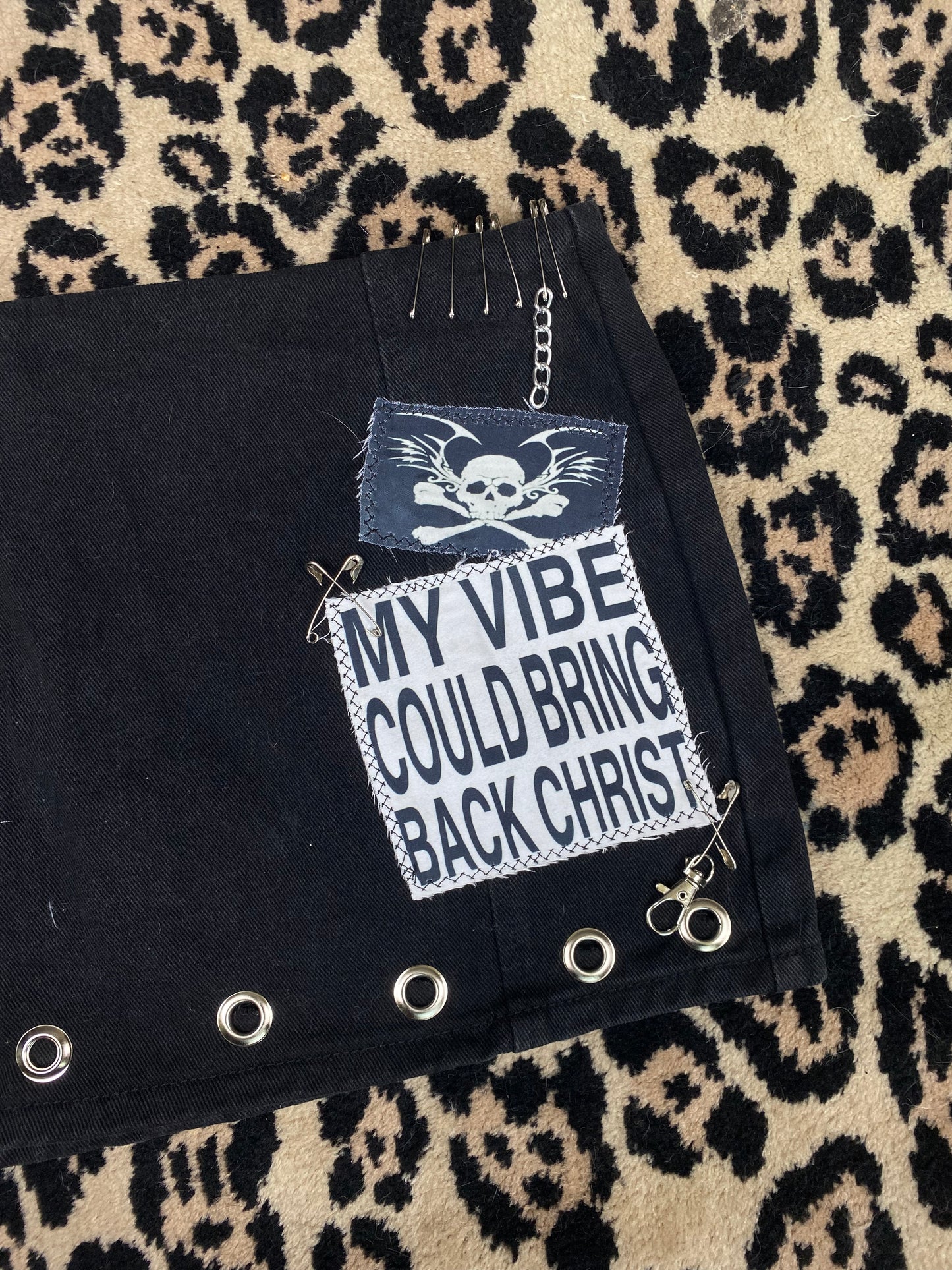 Patch denim mini skirt size 6