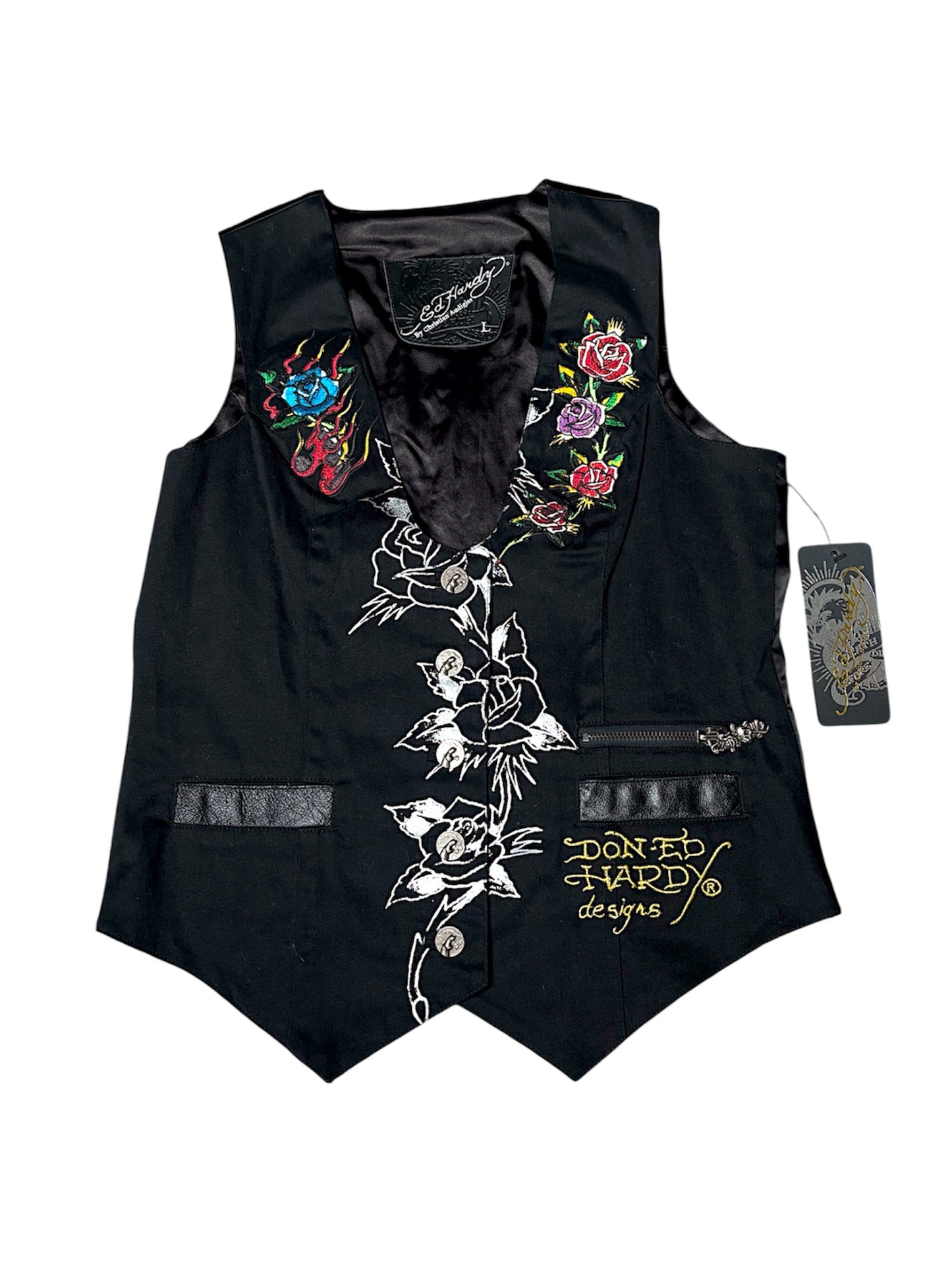 ED HARDY deadstock embroidered vest size L