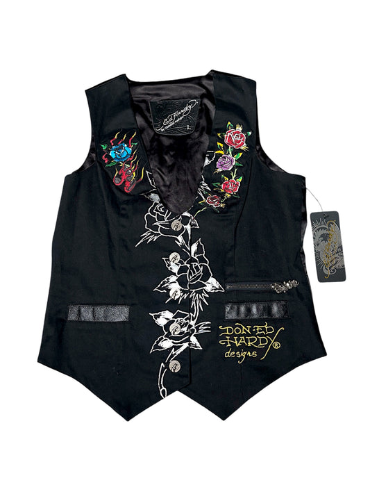 ED HARDY deadstock embroidered vest size L