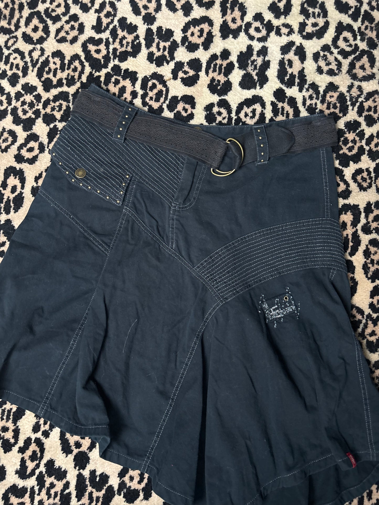 Euro asymmetrical blue skirt waist size 38