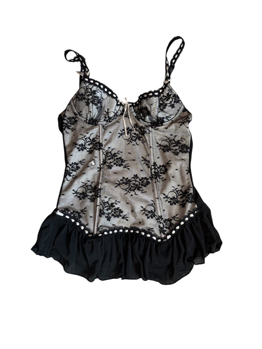 Black lace bustier top size 34B