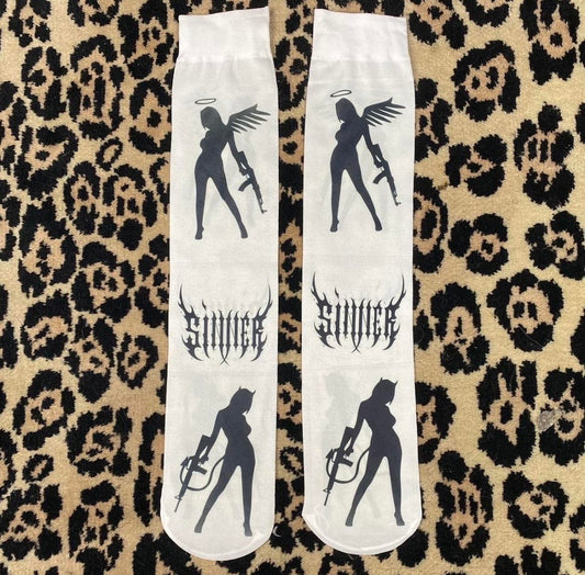 Printed under the knee socks