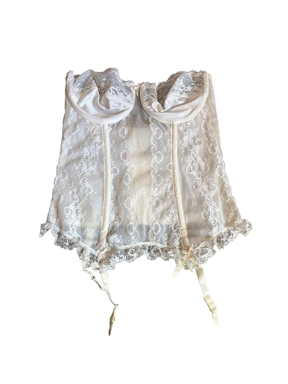 Vintage Cream strapless lace corset 36C