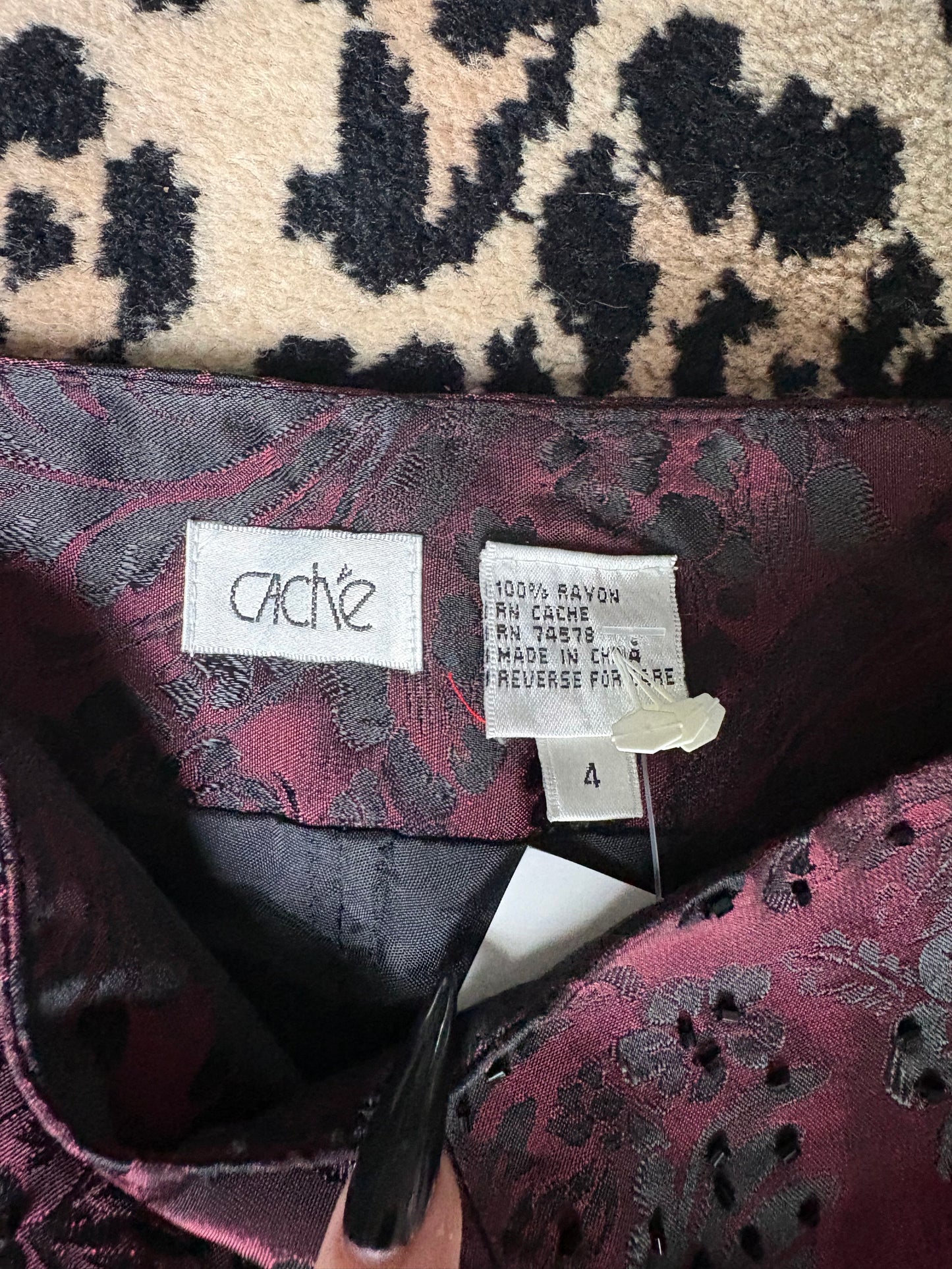 CACHÉ beaded floral pants size 4, waist 29 in