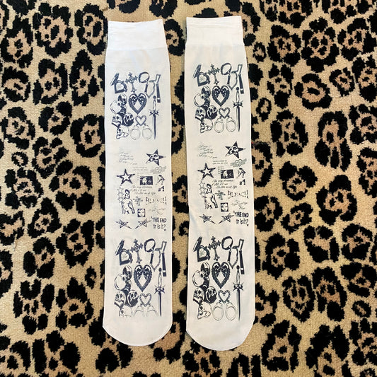 Printed under the knee socks
