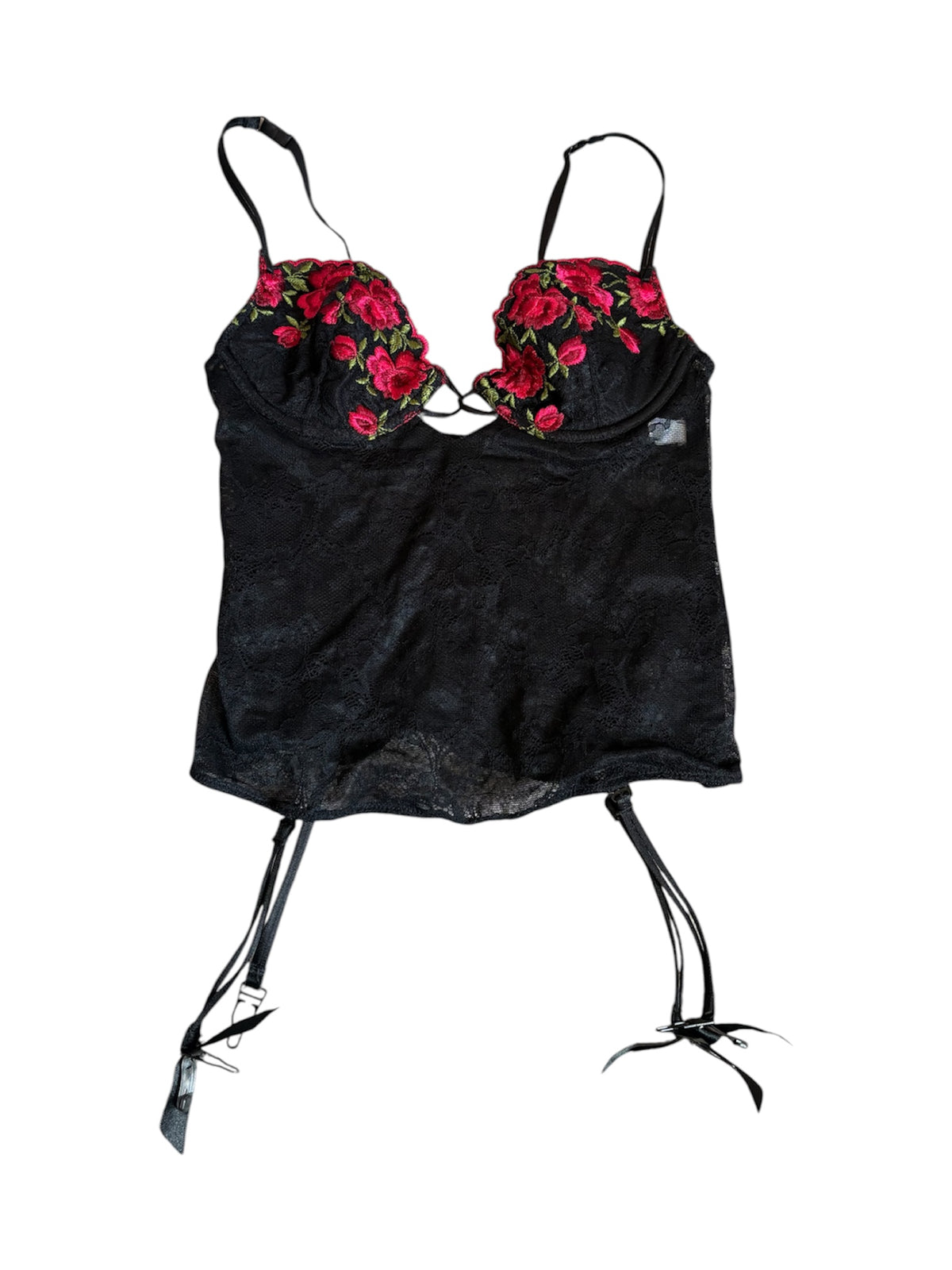 Black lace floral top B cup