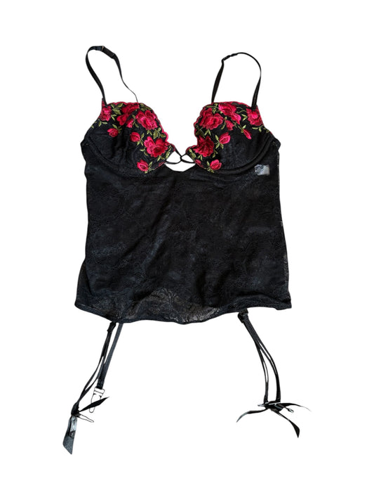 Black lace floral top B cup