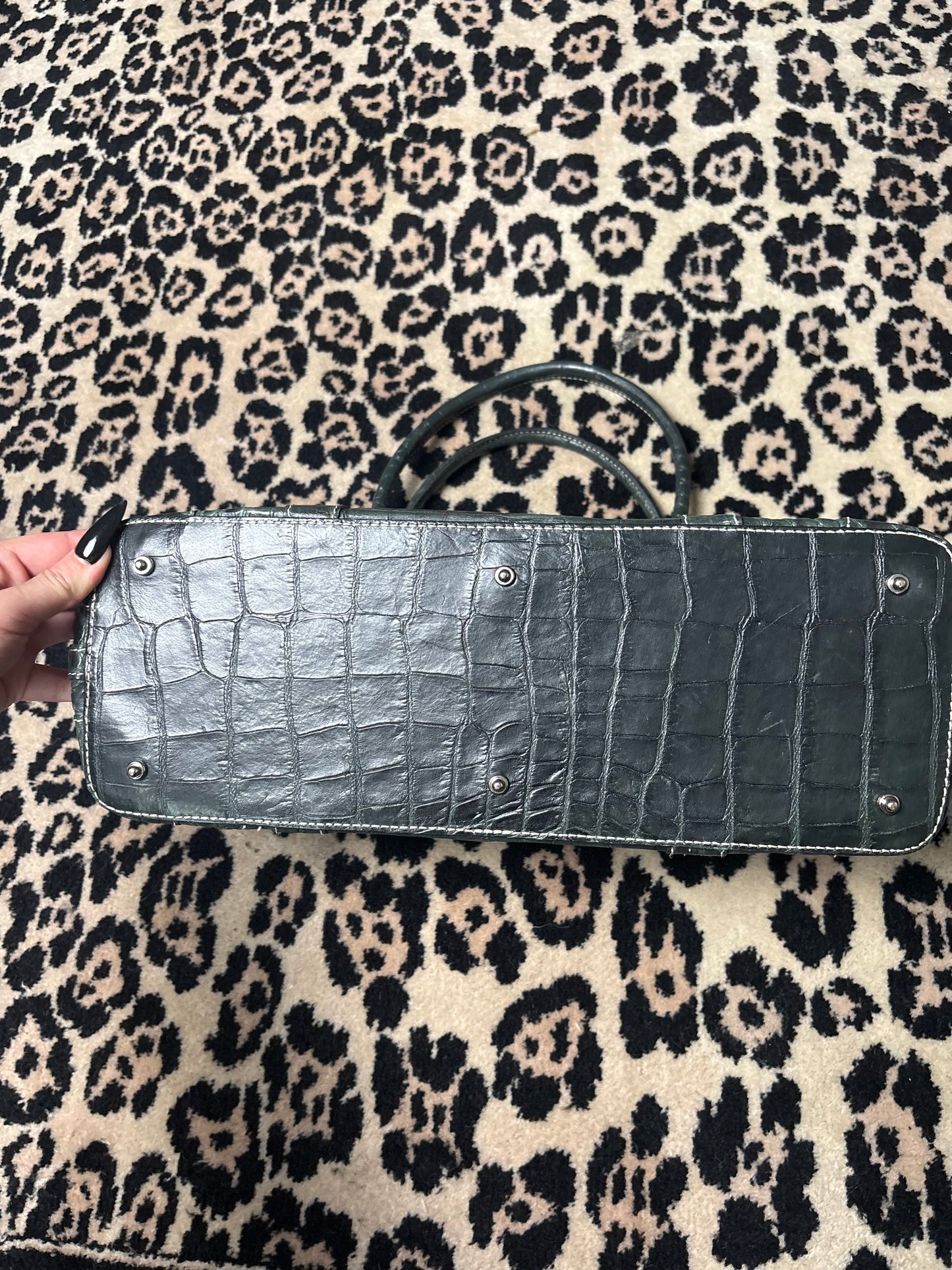 DOONEY AND BURKE green snakeskin bag