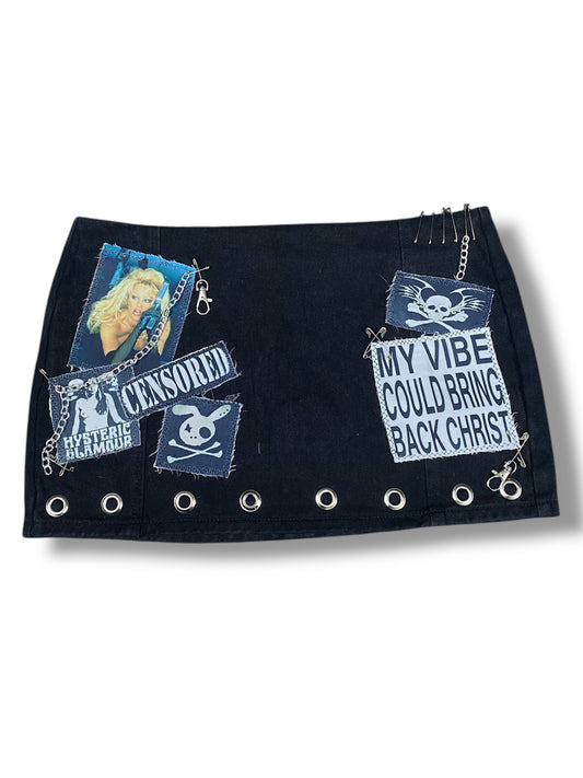 Patch denim mini skirt size 6