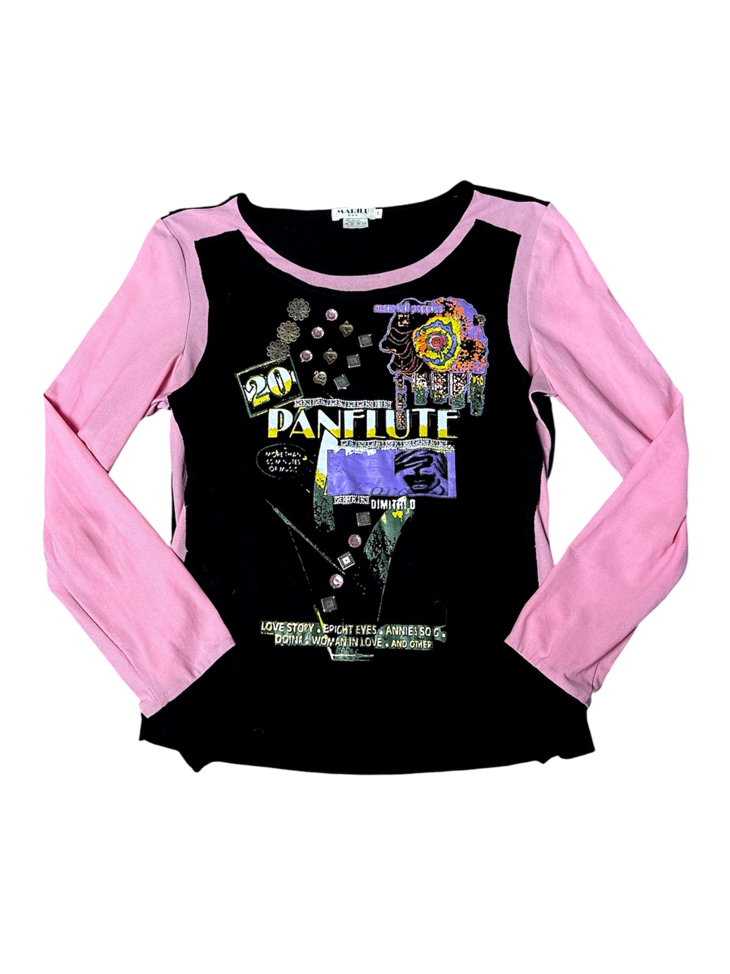 Colorful top with mesh sleeves and beads size M/L