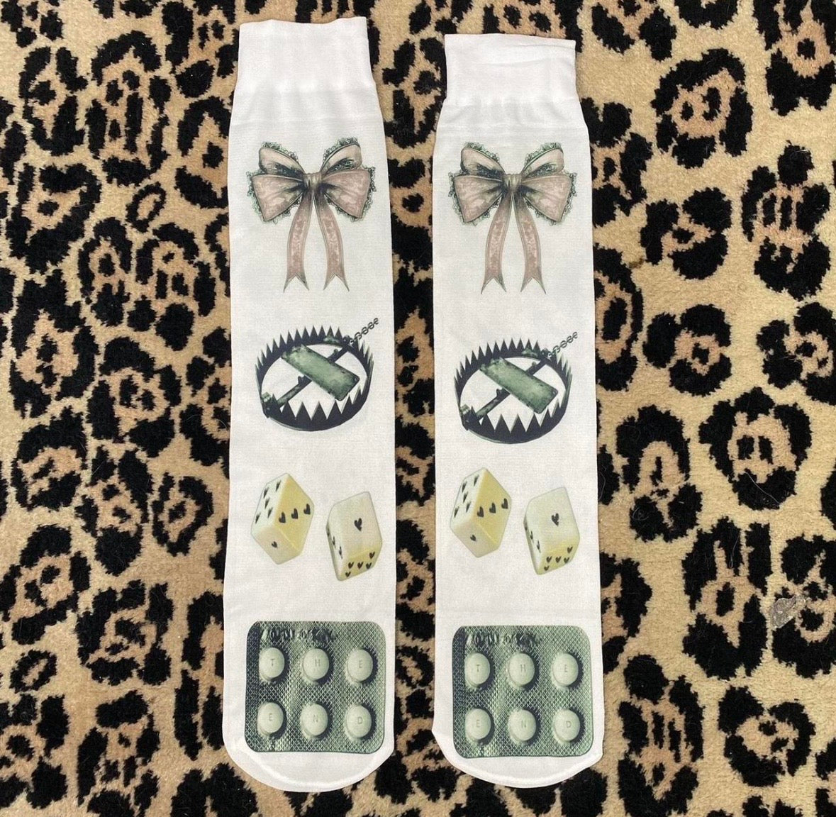 Printed under the knee socks
