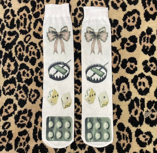 Printed under the knee socks