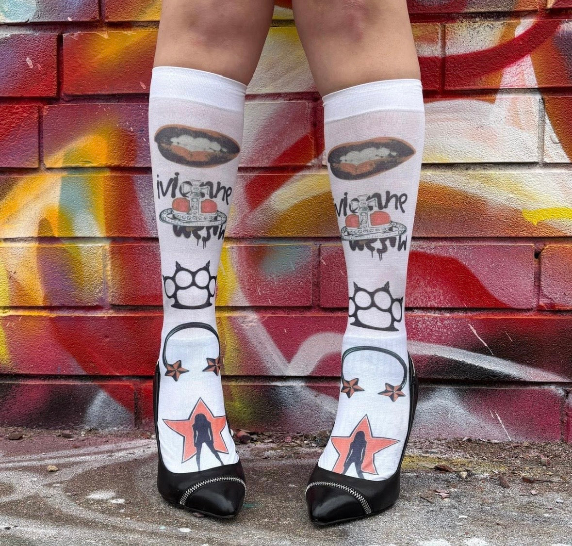 Printed under the knee socks