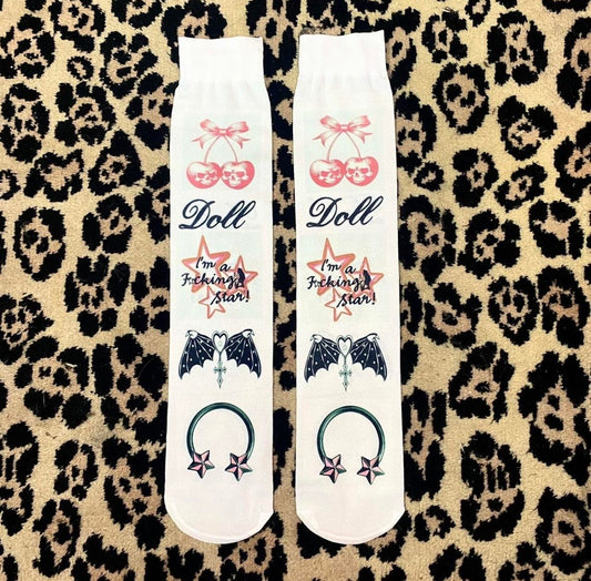 Printed under the knee socks