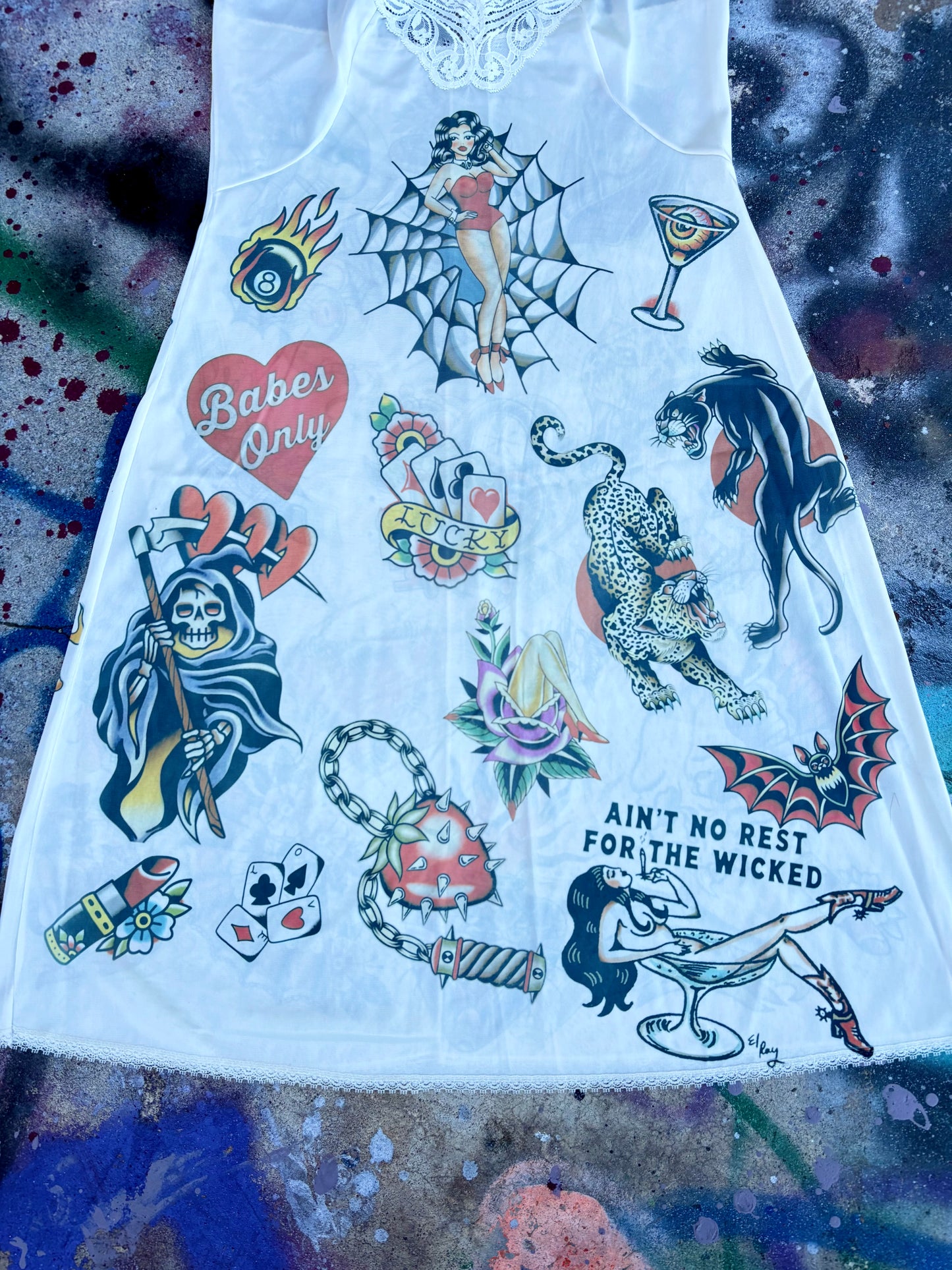 Killer Stitch 1/1 graphic sheer dress size M