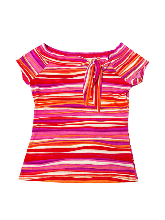 Mesh colored striped top size M