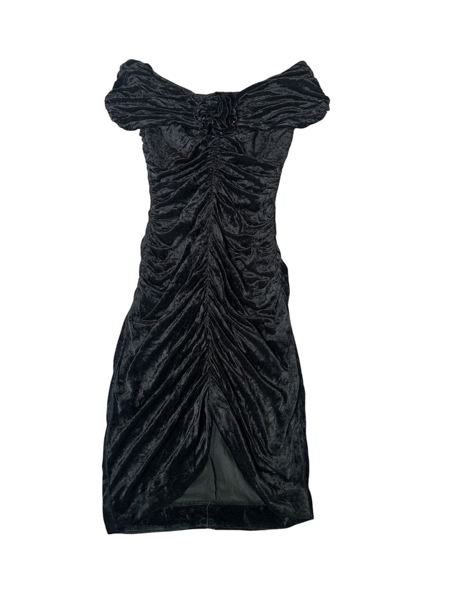 Crushed black velvet synched gothic dress size 6
