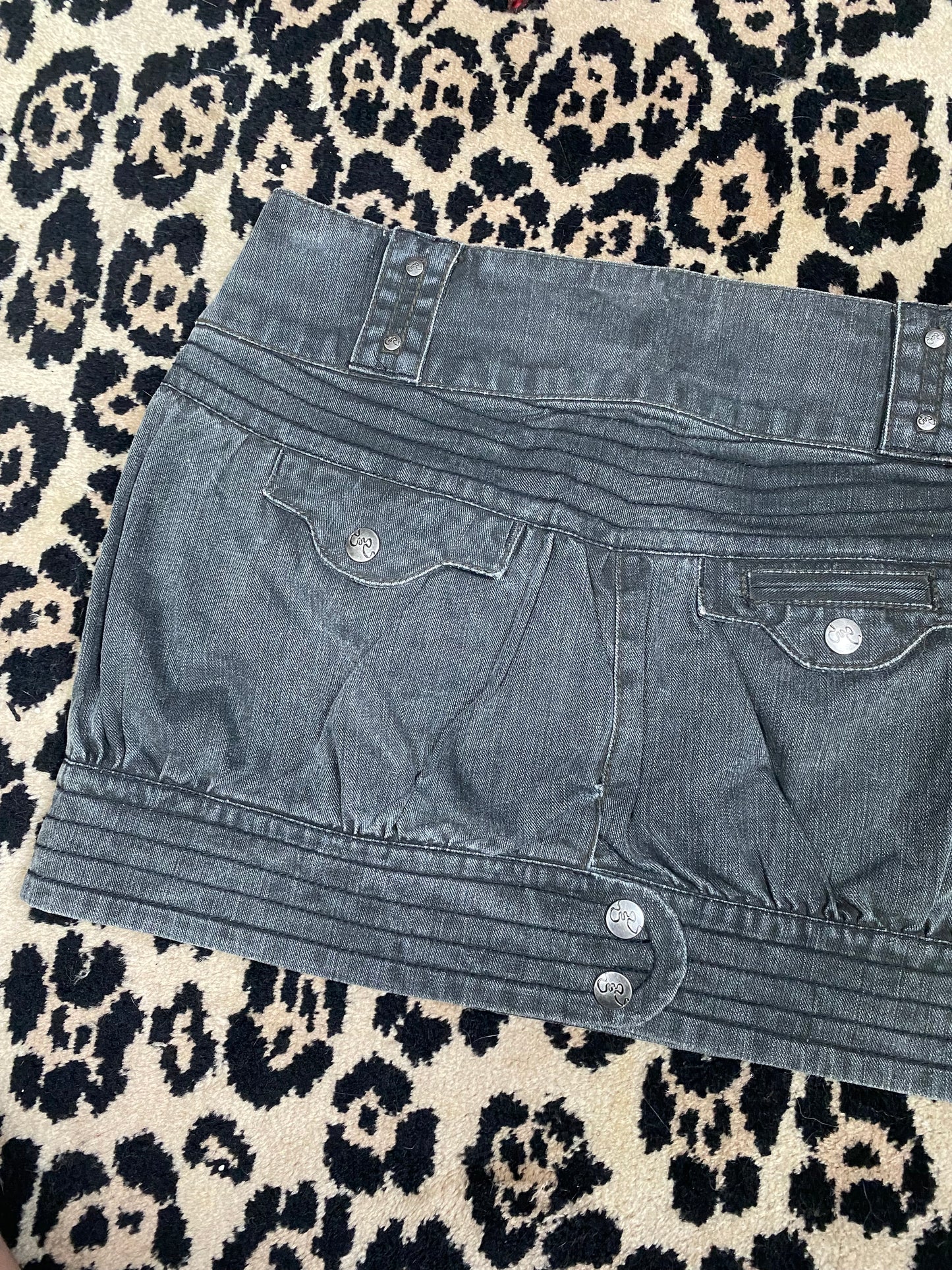 Y2k charcoal denim mini skirt size small