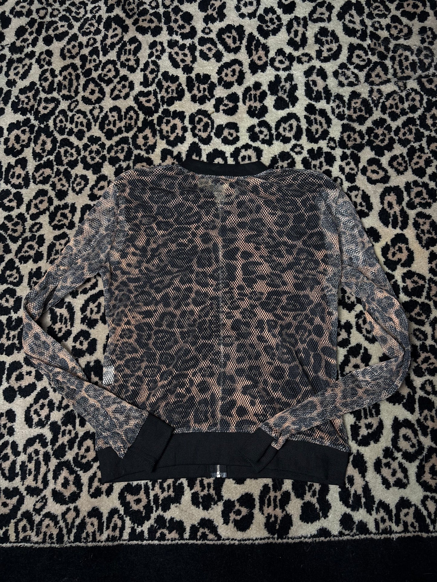 Cheetah fishnet zip up size M
