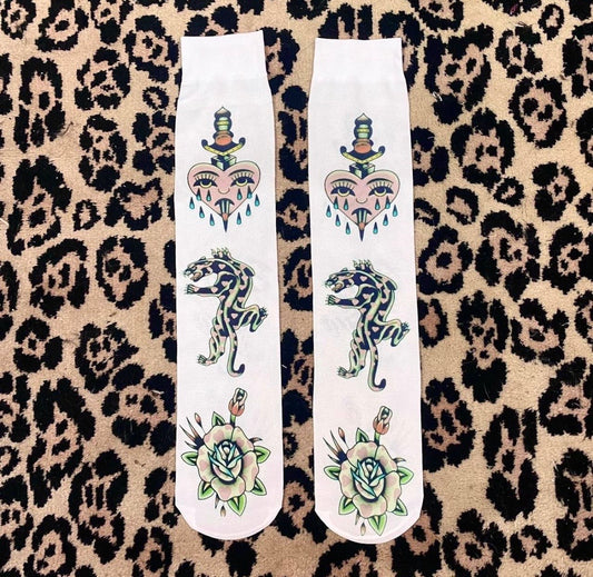 Printed under the knee socks