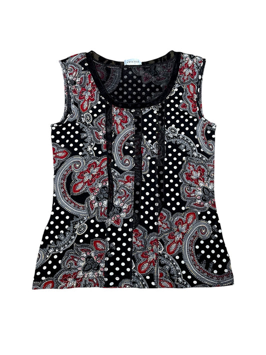 Polkadot floral mesh top size M