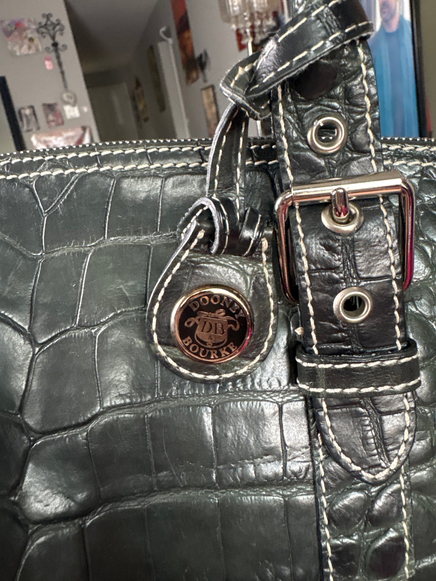 DOONEY AND BURKE green snakeskin bag