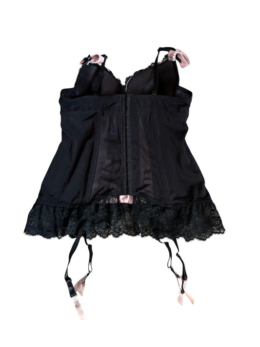 Baby pink & black bustier top NWT  size M/L, can adjust size with hooks in the back.