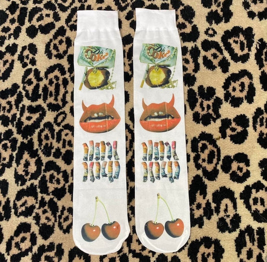 Printed under the knee socks