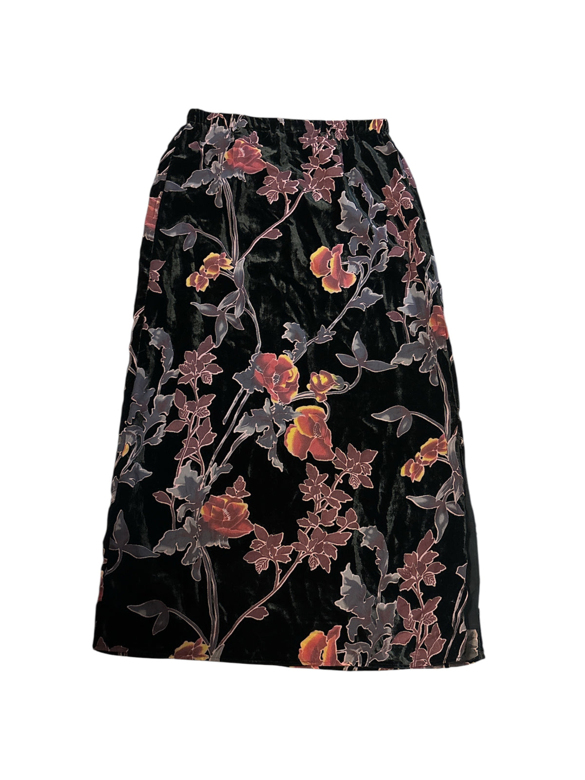 Floral velvet maxi skirt size M