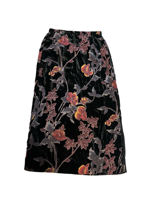 Floral velvet maxi skirt size M
