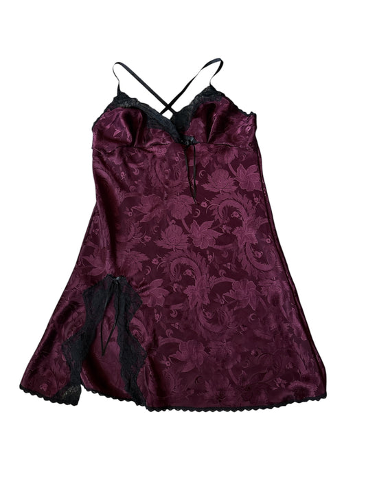 Maroon black lace mini dress size Small