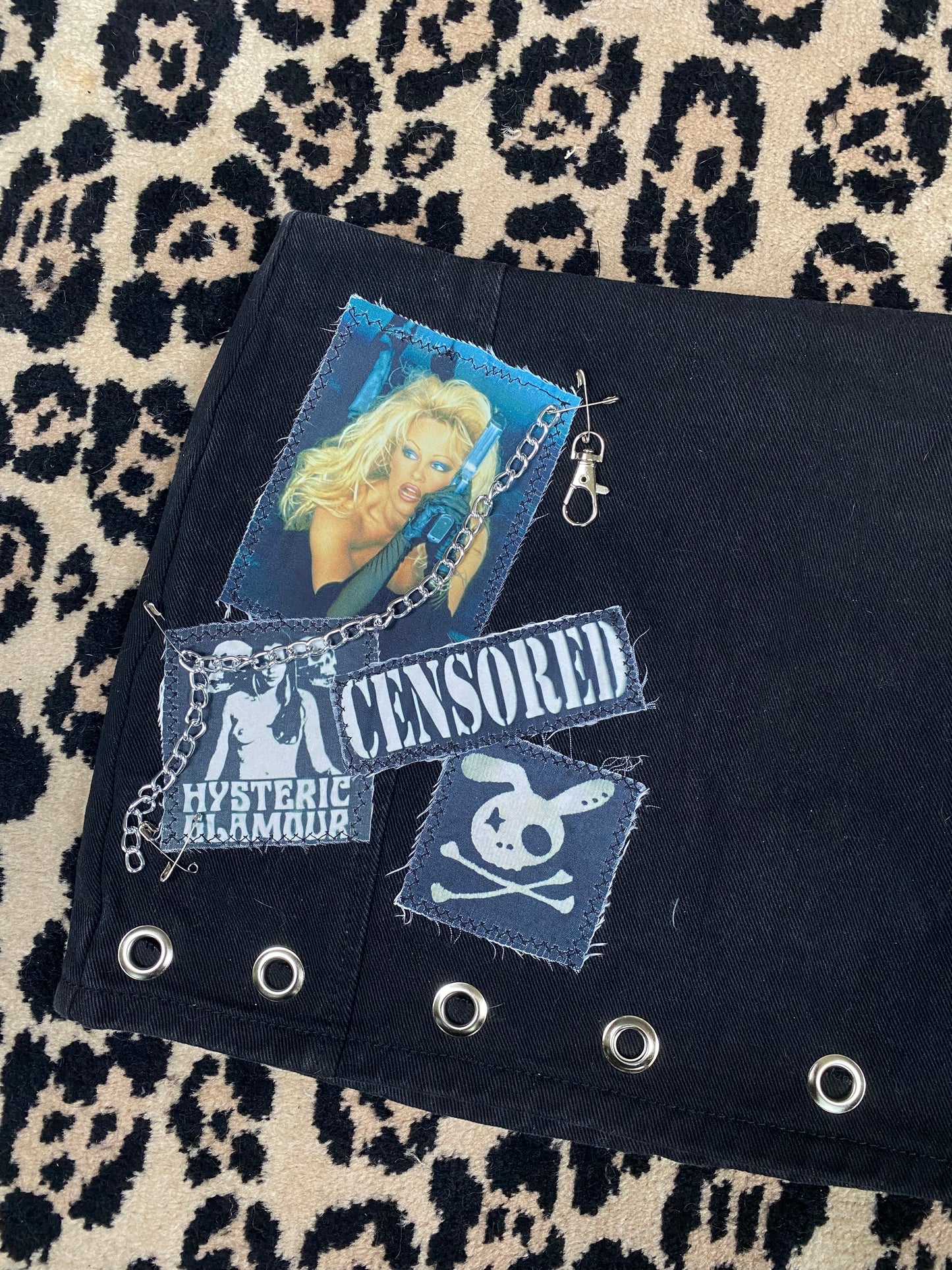 Patch denim mini skirt size 6
