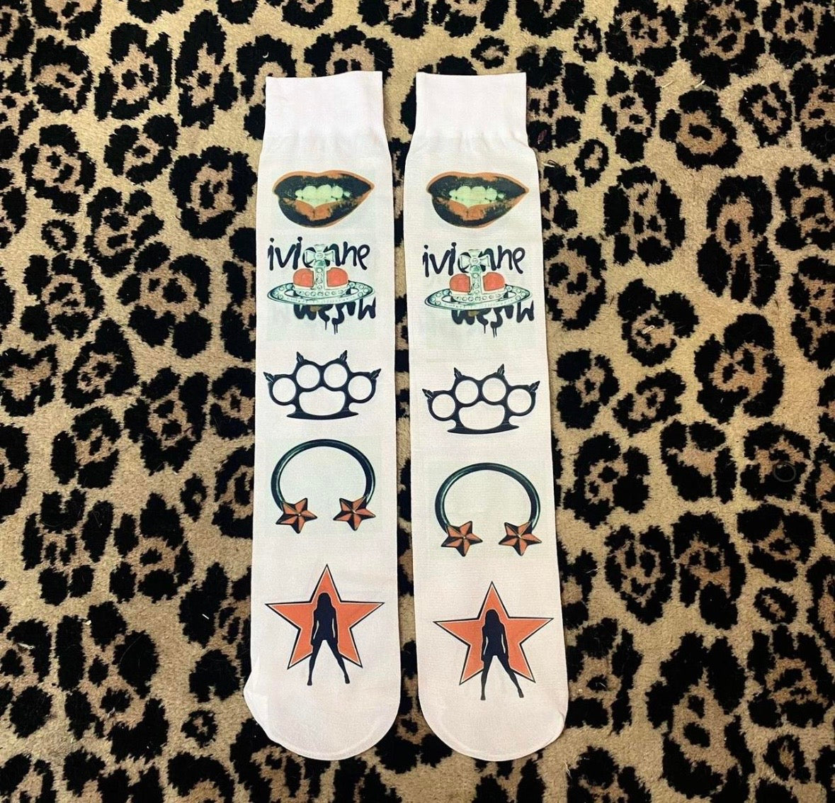 Printed under the knee socks