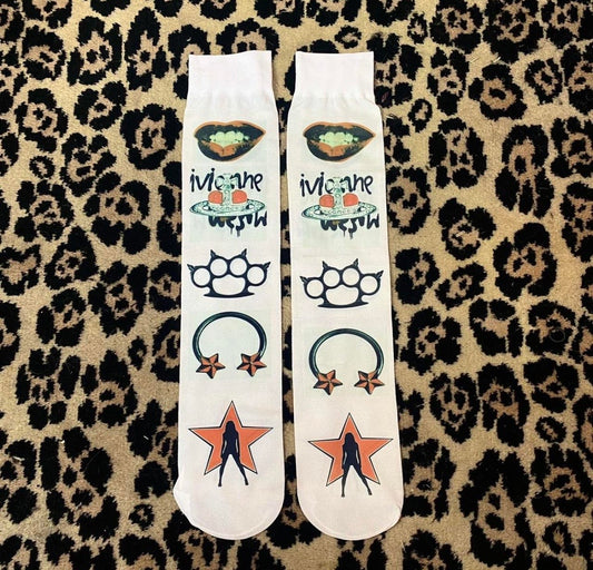 Printed under the knee socks